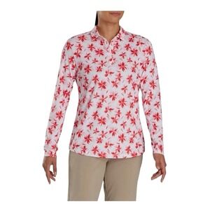 Footjoy Women's Long Sleeve Sun Protection Shirt Floral Collared Golf Size Large